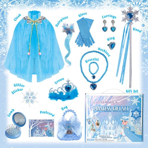 Princess Dress Up Toys Princess Dress Up Clothes, 11Pcs Princess Cape with Crown, Princess Dresses for Girl 3-6 Birthday Gift