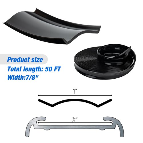 1" RV Vinyl Insert | RV Vinyl Trim Insert | RV Roof Trim | Insert Molding Trim Screw Cover RV Camper Travel Trailer(50',Black)