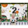Lofaris Born 2 Ball Balloon Banner Sports 2nd Birthday Party Decorations Background Baseball Basketball Football Backdrop for Boys 2 Years Old Birthday Wall Supplies 70.8 x 43.3 Inch