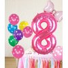 Kwuz 40 Inch Pink Number 8 Balloon with Mini Bow Balloon for Girls 8th Birthday Decorations, Pink Girl Princess Western Cowgirl Theme Birthday Party Balloons Decorations Supplies Favors
