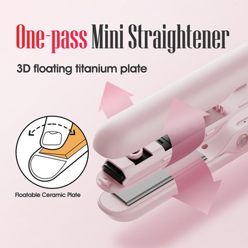 LENA H3A Portable Mini Hair Straightener, Compact Flat Iron with Titanium Plates, Adjustable Temps, Dual Voltage, Fast Heating, and Travel-Friendly Design for Easy Storage