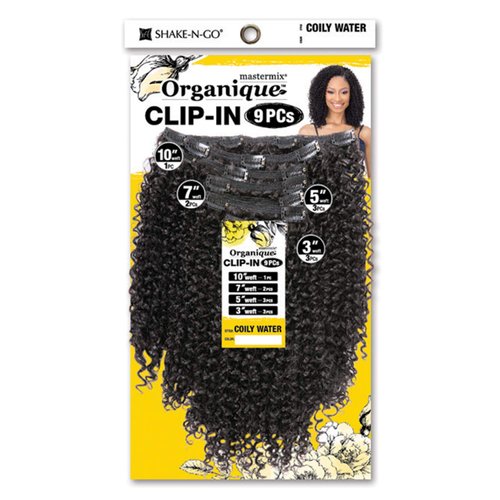 Organique Mastermix Synthetic Clip In 9PCS Extension - COILY WATER (1B Off Black)