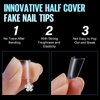 TOMICCA Short Coffin Nail Tips, 240Pcs Acrylic Half Cover Nail Tips, 12 Sizes No C Curve Full Matte Soft Gel Nail Tips, Nail Extension Tips for Beginner and Professional