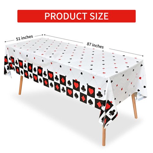 Lecpeting 2 Pcs Casino Tablecloth Casino Plastic Table Cover 87 x 51 Inches Poker Birthday Tablecovers for Casino Poker Theme Birthday Party Supplies
