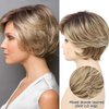 SEVENCOLORS Short Blonde Wigs for White Women Layered Wavy Pixie Cut Wig with Bangs Synthetic Hair Blond Highlights Short Wigs Natural Looking