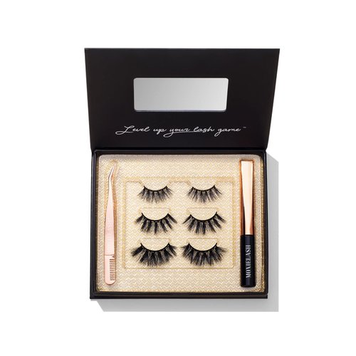 MoxieLash - Dramatic Kit - Liquid Magnetic Eyeliner, Three Sets of Premium Magnetic Lashes - Sassy, Money and Bossy Lash Sets - Up to 90 Wears - No Glue & Mess Free