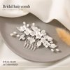 Gorais Flower Bride Wedding Hair Comb Silver Leaf Bridal Hair Piece Pearl Hair Clip Crystal Hair Accessories for Women and Girls