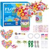 SpriteGru Flower Craft Kit for Kids, Make Your Own Flower Bouquet with Buttons and Colorful Petals, Art Vase and Craft DIY Activity Gift for Boys & Girls Age 4 5 6 7 8 9 10 Year Old (2 Glass Vase)