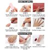 RikView Press on Nails Medium Length French Acrylic Nails Coffin Fake Nails Black Nails Tips Nude Full Cover Nails(Clear)