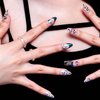 GLAMERMAID Press on Nails Almond,Chrome Gel False Nails with Gothic Design,24 PCS Glue on Nails,Reusable Acrylic Stick on Nails Tips Manicure Set for Women,Emerald Serpent (Handmade)