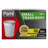 PAMI Small 4-Gallon Trash Bags [White 150 Bags]- Strong Multipurpose Plastic Wastebasket Trash Bags- Unscented Small Trash Can Liners For Kitchen, Bathroom, Office- 4-Gallon Garbage Bags, 1ft x1ft