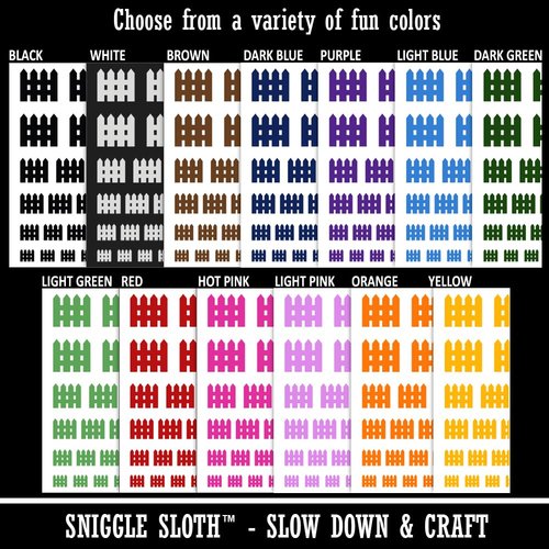 Picket Fence Solid Temporary Tattoo Water Resistant Fake Body Art Set Collection - Black (One Sheet)