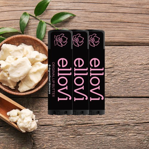 Ellovi Natural Lip Butter Lip Balm - Original - Pure Enough to Eat - Made With Just 6 Vegan Ingredients - Moisturizing Lip Care for All Day Hydration (3-Pack)
