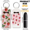 OLYCRAFT 2pcs Lipstick Holder Keychain Strawberry Lip Balm Holder Pink Rubber Lipstick Keychains Portable Lipstick Holder Bags Leaf Flower Lipstick Sleeve Travel Key Ring Holder for Lipstick Chapstick