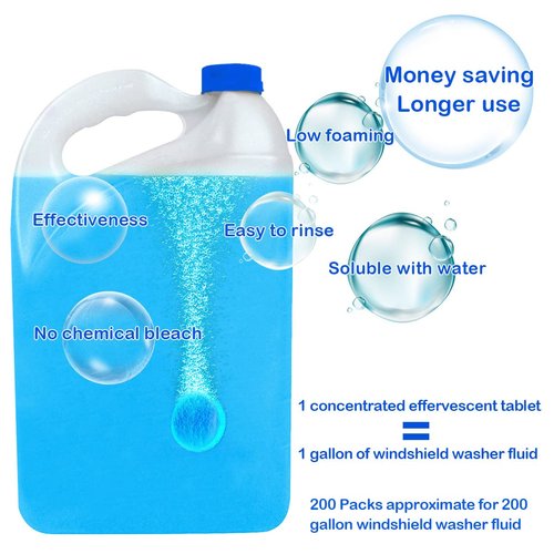 awave bloom 200 Pcs Windshield Washer Fluid Tablets,Wiper Fluid Concentrate,1 Pack Makes 200 Gallons.Window Glass Cleaner, Remove Glass Stains, Clear Vision (Use With De-icer or Methanol for Winter)