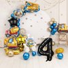 Construction 4th Birthday Party Decorations, 9pcs Construction Birthday Number Foil Balloon for Construction Trucks 4th Birthday Construction Theme Party Supplies (4th)