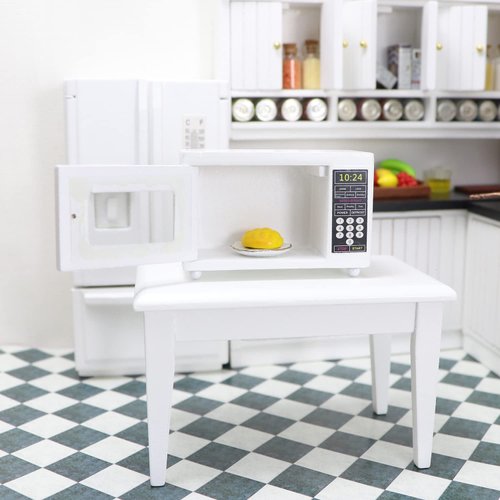 Miniature Microwave Dollhouse Accessories Oven Mini Kitchen Furniture Appliance 1:12 Mini House Decoration Model Decor High Simulation Accessories Ornaments (White)
