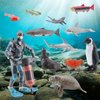 Sea Ocean Marine Animal Model Toy Sets 12 PCS Diver Salmon Life Cycle Dolphin Penguin Manta Ray Figure Toys for Boys Girls Christmas Birthday Gifts