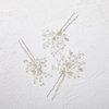 SWEETV Flower Beaded Wedding Hair Pins Rhinestone Bridal Hair Accessories decorative for Brides and Bridesmaid(Pack of 3), Silver