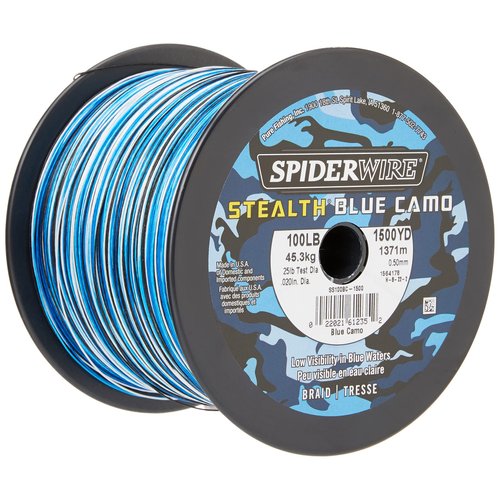 SpiderWire Stealth® Superline, Blue Camo, 30lb | 13.6kg, 300yd | 274m Braided Fishing Line, Suitable for Saltwater and Freshwater Environments