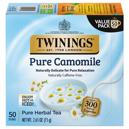 Twinings Pure Camomile Herbal Tea - Naturally Caffeine-Free Camomile Tea Bags Individually Wrappe...