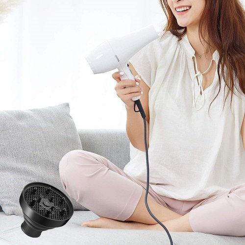 Collapsible Hair Diffuser Attachment for Hair Dryer Travel - Salon Grade Tool,Lightweight Foldable Portable Travel Folding Design Fit Most of Blow Dryers-Black
