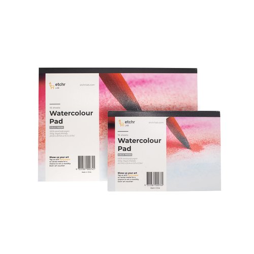 ETCHR Wood Pulp Watercolor Block - A4 Watercolor Block Cold Press - Watercolor Journal Block - Watercolor Paper 16 Pages - Cold Press Watercolor Pad - Student Grade Paper Pad - Watercolor Paper Block
