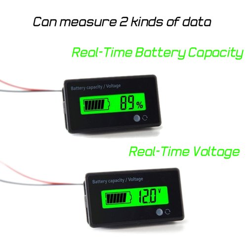 12V 24V 36V 48V Battery Meter, Battery Capacity Voltage Indicator, Lead-Acid & Lithium ion Battery Charge Discharge Monitor, for Motorcycle Car Truck Vehicle Marine Boat Golf Cart Club Car Forklift