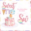 Ice Cream First Birthday Party Decorations, Sweet One Banner Cake Cupcake Toppers Macaron Balloons for Summer Ice Cream Popsicle Theme Baby 1st Birthday Girl Ice Cream One Year Old Bday Party Supplies
