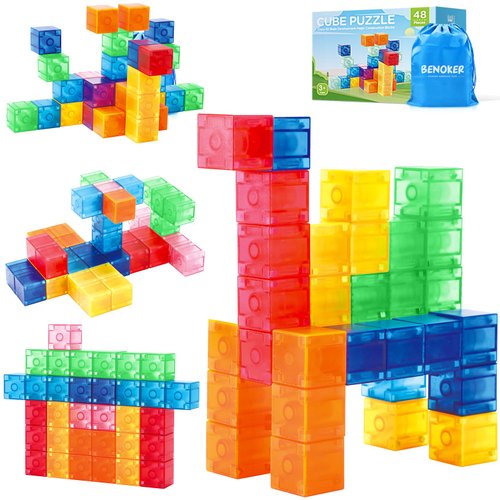 BENOKER Magnetic Blocks, Magnetic Building Blocks for Toddlers 3+, Montessori Toys Preschool STEM Educational Sensory Magnet Tiles for Kids Boys and Girls Classroom Must Haves