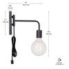 Globe Electric 51370 1-Light Plug-in Wall Sconce, Matte Black, Black Cloth Cord, Wall Lights for Bedroom, Kitchen Sconces Wall Lighting, Wall Lights for Living Room, Home Décor, Bulb Not Included