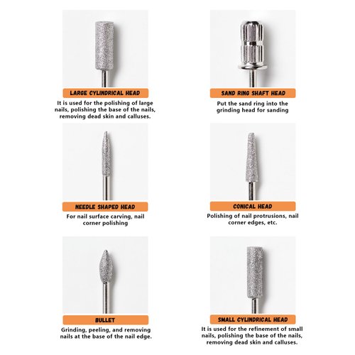 11Pcs Nail Drill Bits Sets with 6Pcs File Sanding Bands 3/32 Inch Professional Rotary Burrs Diamond Cuticle Remover Bits Kit Cuticle Remover Bits for Acrylic Nail Manicure Pedicure Tools US173