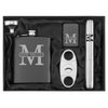 Custom Initial Engraved 7 oz Flask Funnel Cigar Cutter Lighter Stainless Steel Gift Box Set Personalized
