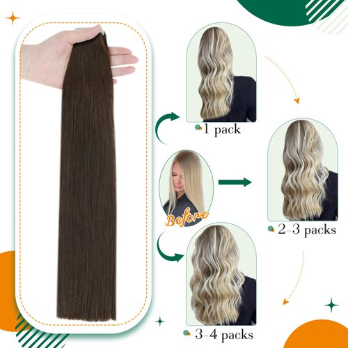 Easyouth Darkest Brown Tape in Hair Extensions Human Hair Tape in Extensions Human Hair Brown Tape Extensions Human Hair Double Sided 16Inch 40g 20Pcs