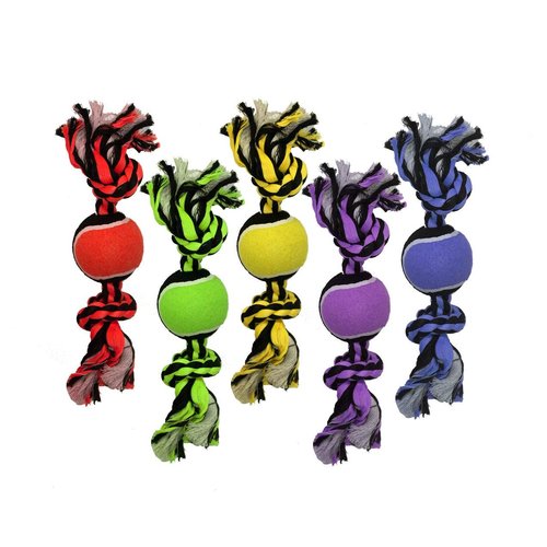 Multipet 29521 Nuts for Knots 3 Knot Rope with 2 Tennis Balls, 20", Multi