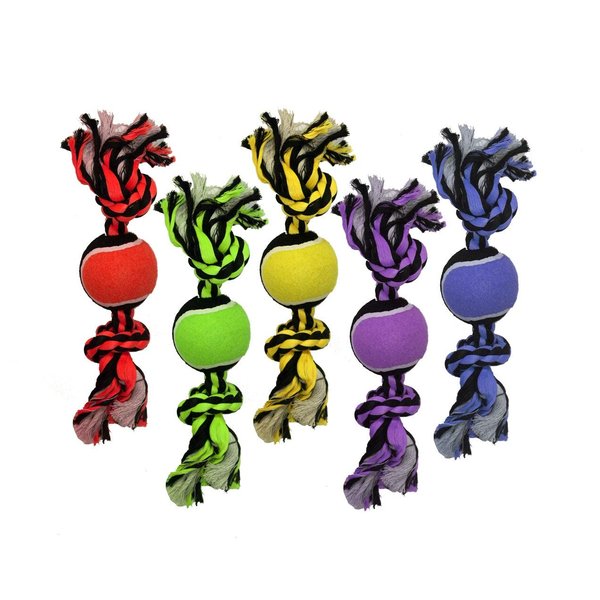 Multipet 29521 Nuts for Knots 3 Knot Rope with 2 Tennis Balls, 20", Multi