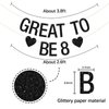 INNORU Great to Be 8 Banner, Kids 8th Birthday Party Hanging Bunting, Cheers to 8 Years Party Decorations Supplies Banner, Black Glitter