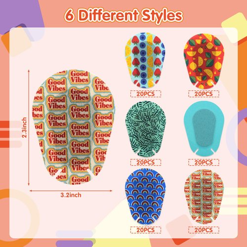 120PCS Colorful Eye Patches for Kids 6 Styles Disposable Eye Bandage Patch Pad Stretch Fabric Breathable Adhesive Bandages for Kids and Adults Lazy Eyes and Amblyopia