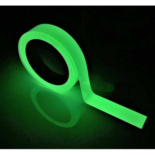 JSITON Glow in The Dark Tape - 33 FT X 0.5 Inch Luminous Photoluminescent/Luminescent Emergency Roll Safety Egress Markers Stairs, Walls, Steps, Exit Sign. Glowing Pro Theatre Stage Floor