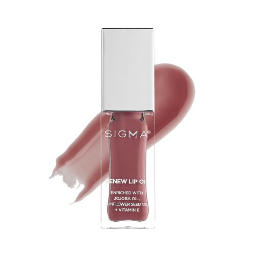 Sigma Beauty Renew Lip Oil – Tinted Lip Oil with Luxurious High-Shine Color & Long Lasting Hydration for Soft, Supple Lips, Non Sticky Lip Oil w/Nourishing Antioxidants (All Heart, Berry Mauve Sheen)