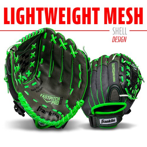 Franklin Sports Softball Glove - Windmill Fastpitch + Slowpitch Softball Glove - Green Softball Mitt - Right Hand Throw Adult + Youth - 12", Lime