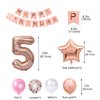 5th Birthday Decorations Rose Gold for Girls, 5th Birthday Banner Balloon for Girls, Number 5 Birthday Star Foil Balloons Latex Confetti Balloons for Girls Her 5 Years Old Birthday Supplies (5th)