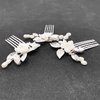 PRETTYLIFE White Flower Hair Comb 3pcs Bridal Crystal Pearls Leaf Hair Pin Pieces Accessories for Wedding Party (Silver Leaf)
