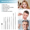 8Pcs Ear Pick Ear Wax Removal Kit, Earwax Removal Tool, Ear Cleansing Set, Ear Curette Ear Wax Remover Tools with a Cleaning Brush and Storage Box, Medical Grade, for Ear Adult and Kid, Silver