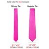 HISDERN Hot Pink Ties for Men Solid Color 2.17'' Skinny Slim Tie Formal Business Fushia Neckties Classic Woven Satin Wedding Necktie