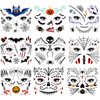 Spider Scar Face Tattoos, 9-Sheet Face Spider Web Mask Prank Temporary Tattoo Stickers Fake Face Scar Blood Realistic Tattoos for Kids Boys Girls Holloween Face Makeup