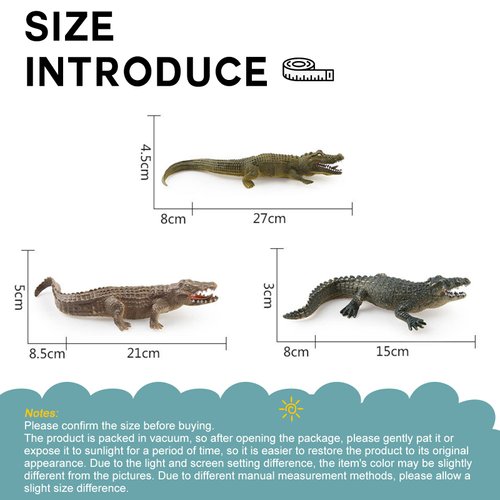 3PCS Safari Animal Figurines Set, Crocodile Animal Figures Toy Gift for Kids