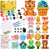 Relaxweex 18 Pcs DIY Wooden Magnets Painting Kit, Forest Animals Arts and Crafts Supplies Painting Craft Activities Kit for Family Crafts Gifts Birthday Christmas Basket Stuffers Party Favors