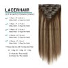 Lacer Human Hair Clip in Extensions Highlignt Warm Brown to Dark Caramel Blonde Clip in Extensions Real Human Hair for Women 16 Inch 120g 7Pcs Natural Human Hair