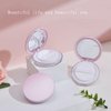 Empty Plastic Loose Powder Compact Container with Velvet Powder puff Mirror and Elasticated Net Sifter,Empty Reusable Powder box, 5g Portable DIY Makeup Powder case